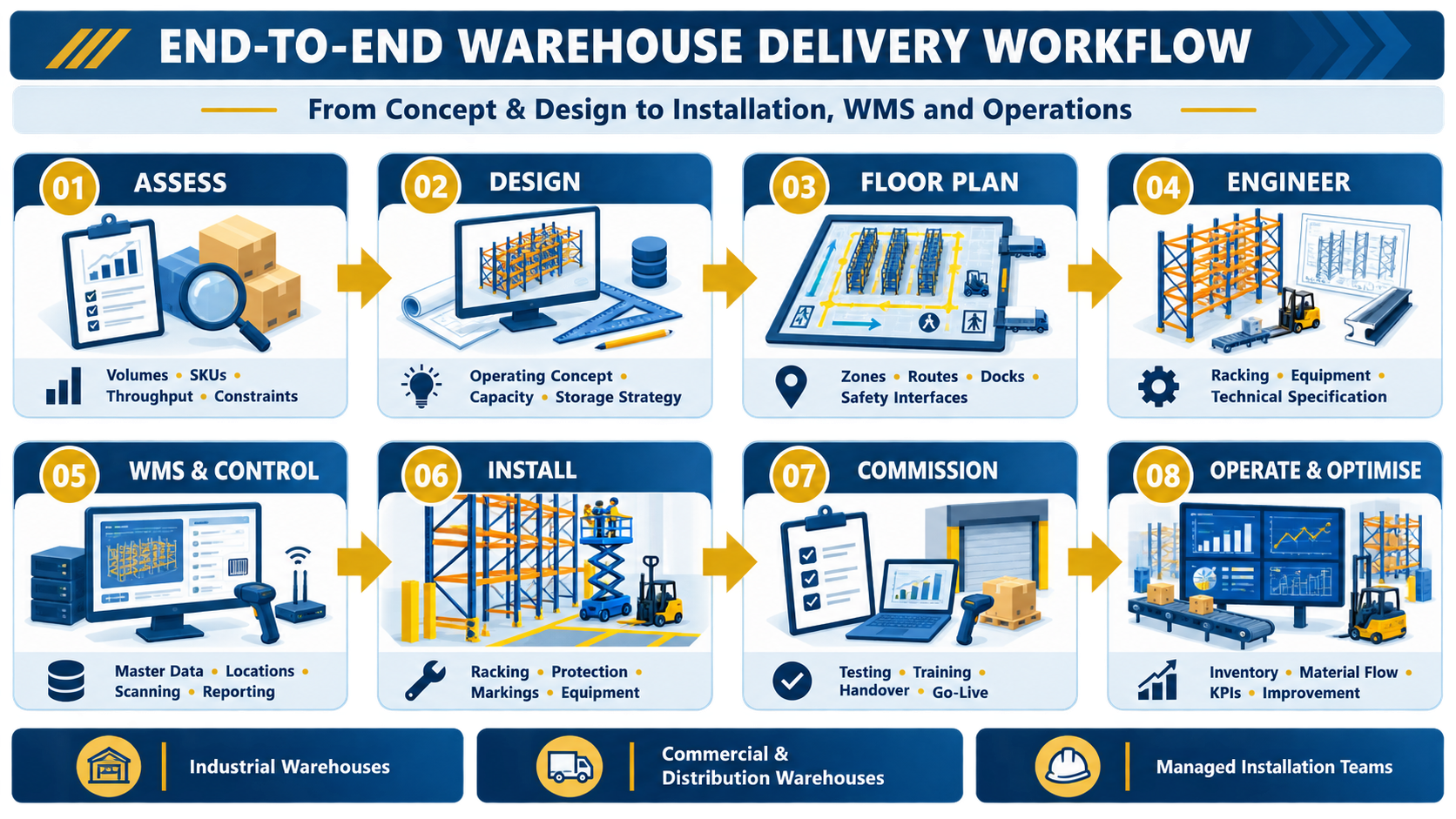 End-to-end warehouse delivery workflow